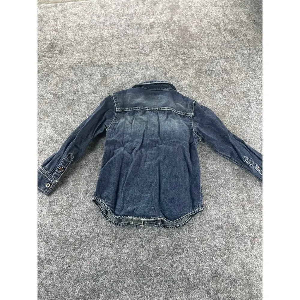 Carters Boys Blue Denim Long Sleeve Button Down Shirt Size 3T Toddler